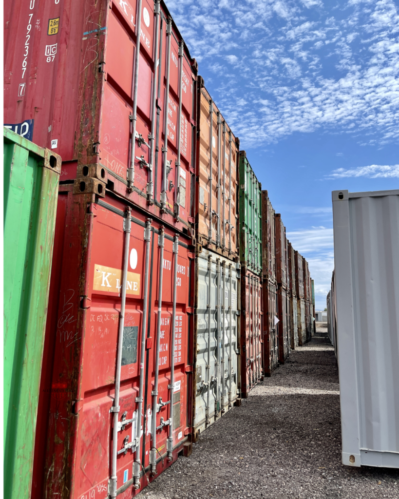 20ft Used Shipping Containers Stacked in the Yard