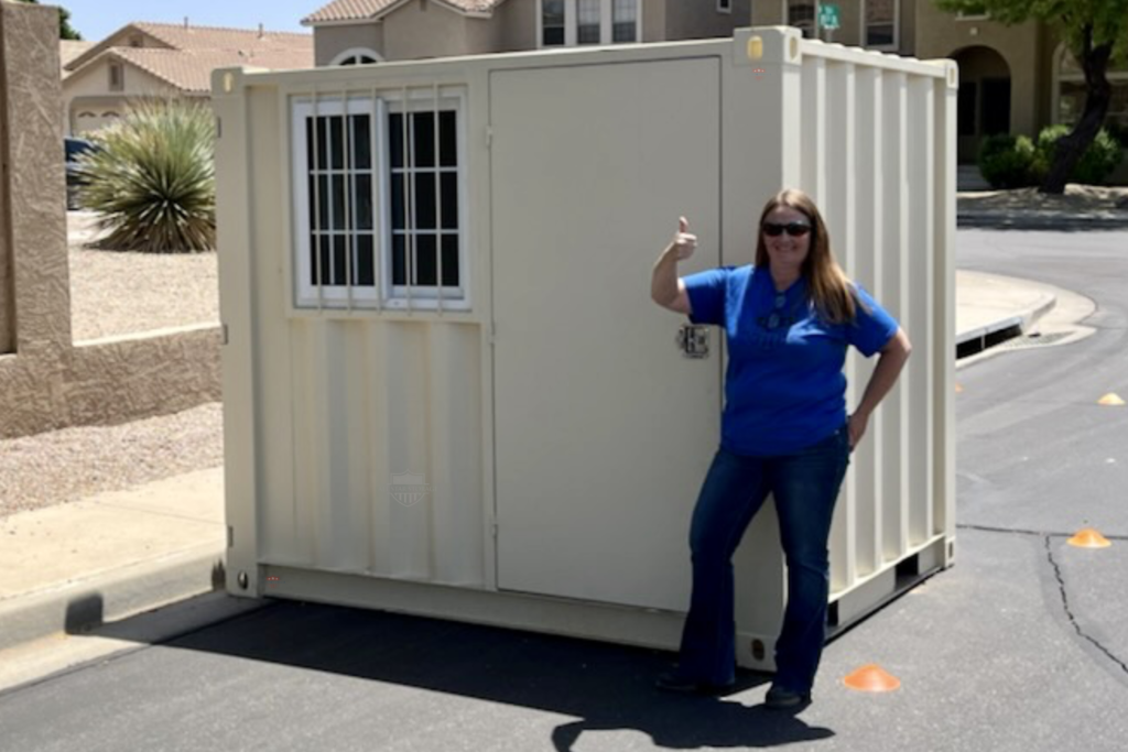 10ft Shipping Container Modified with Walk Door and Window with bars