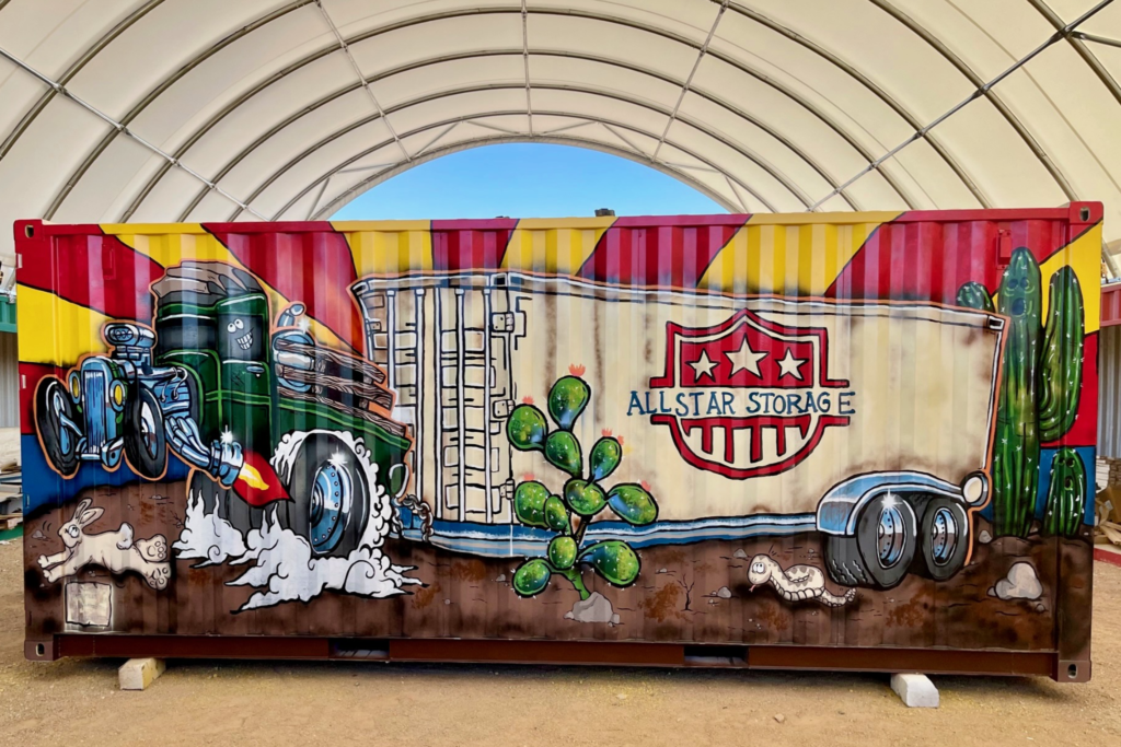 20' One Trip Shipping Container Modified with Custom Paint by Luigi Luggnutz