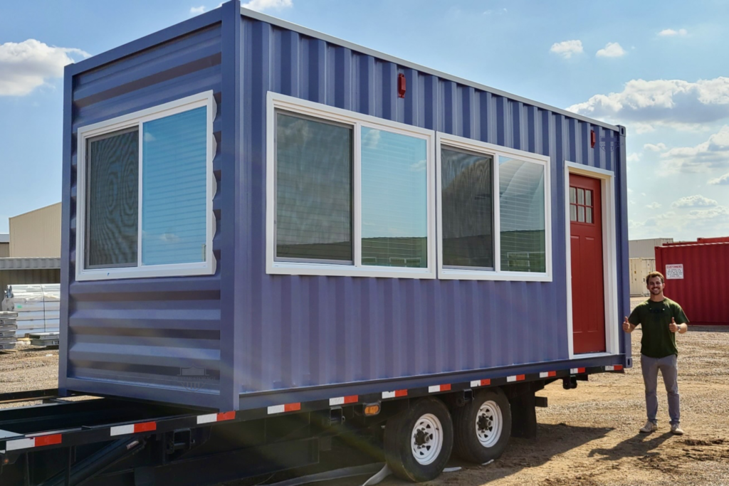 25ft Shipping Container Modified into an Office with Windows, Door, and Custom Paint