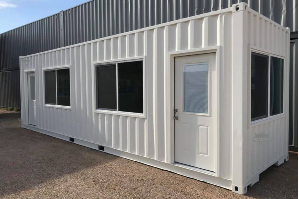 40ft Shipping Container Modified with 2 walk doors and 3 windows