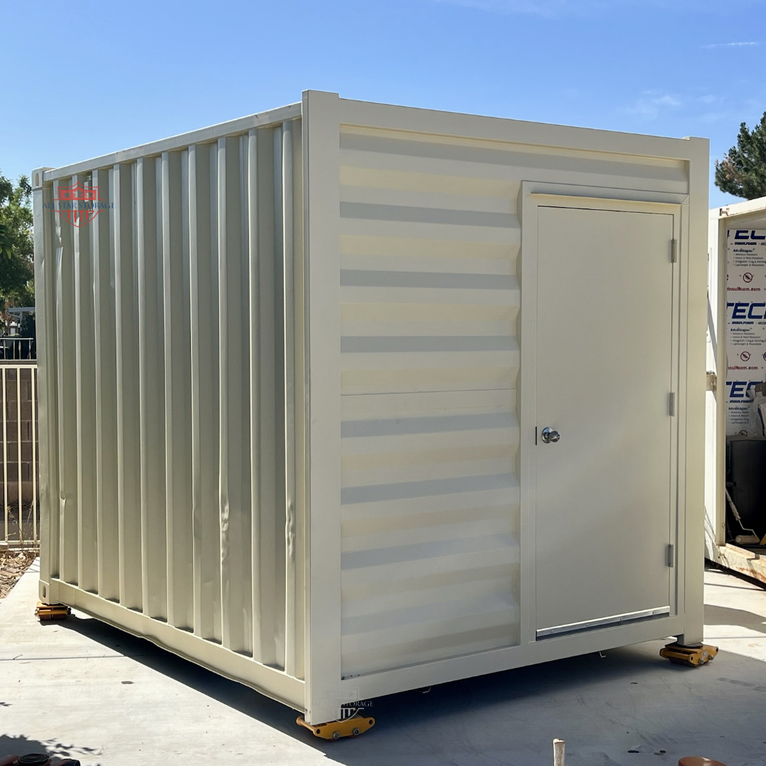 10ft Shipping Container End Wall w/ Walk Door Beige