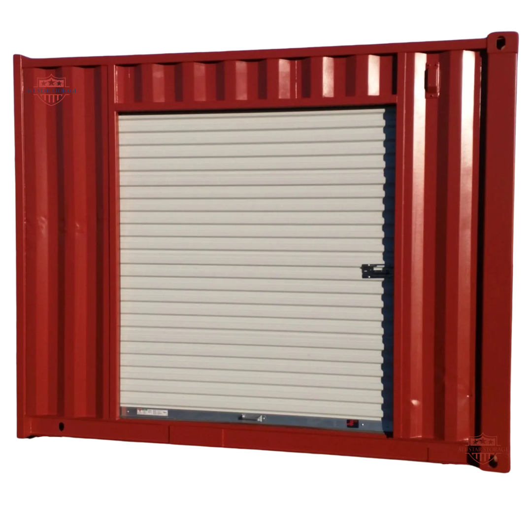 10ft Shipping Container w/ Side Roll-Up Door Red