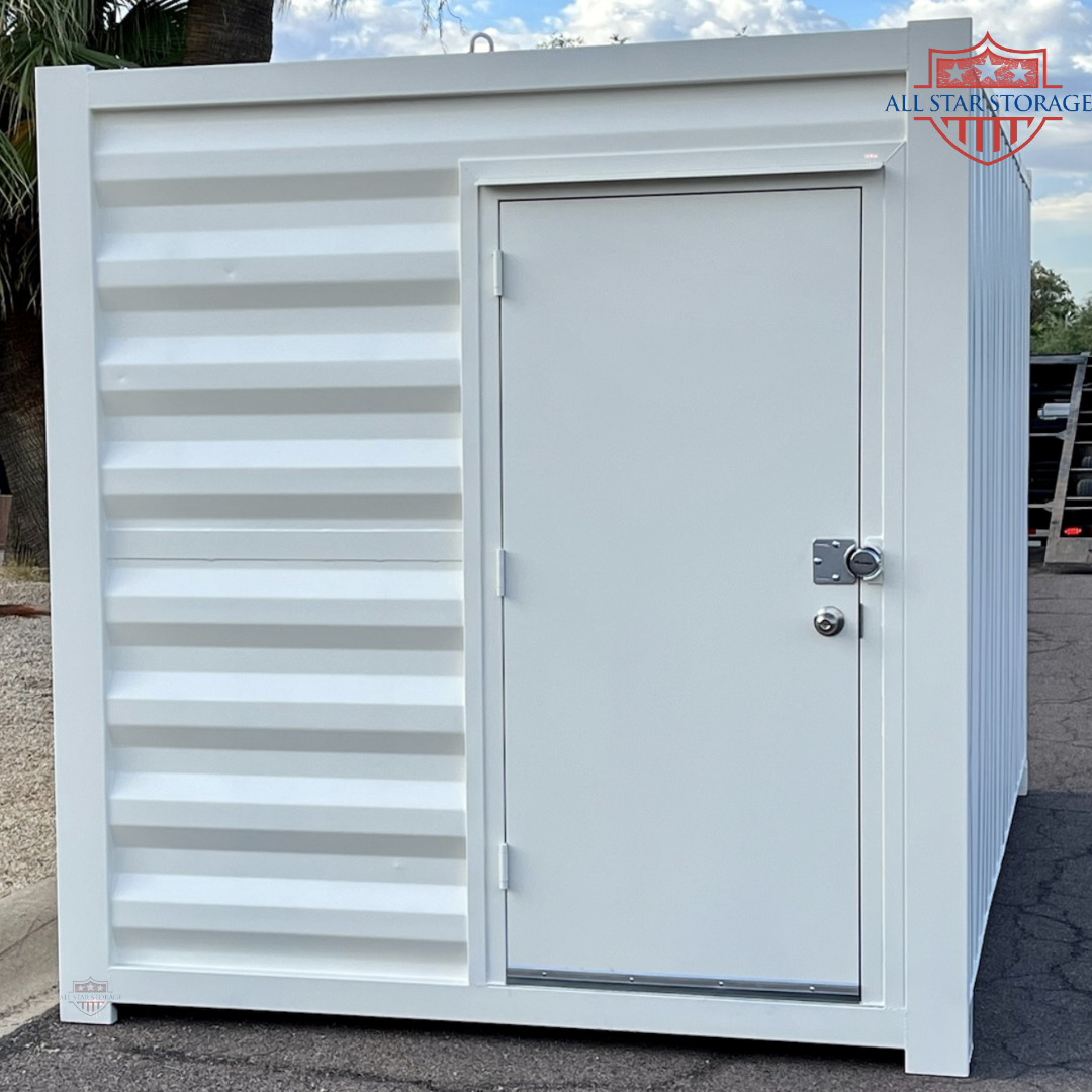 10ft Shipping Container with Walk Door Painted White