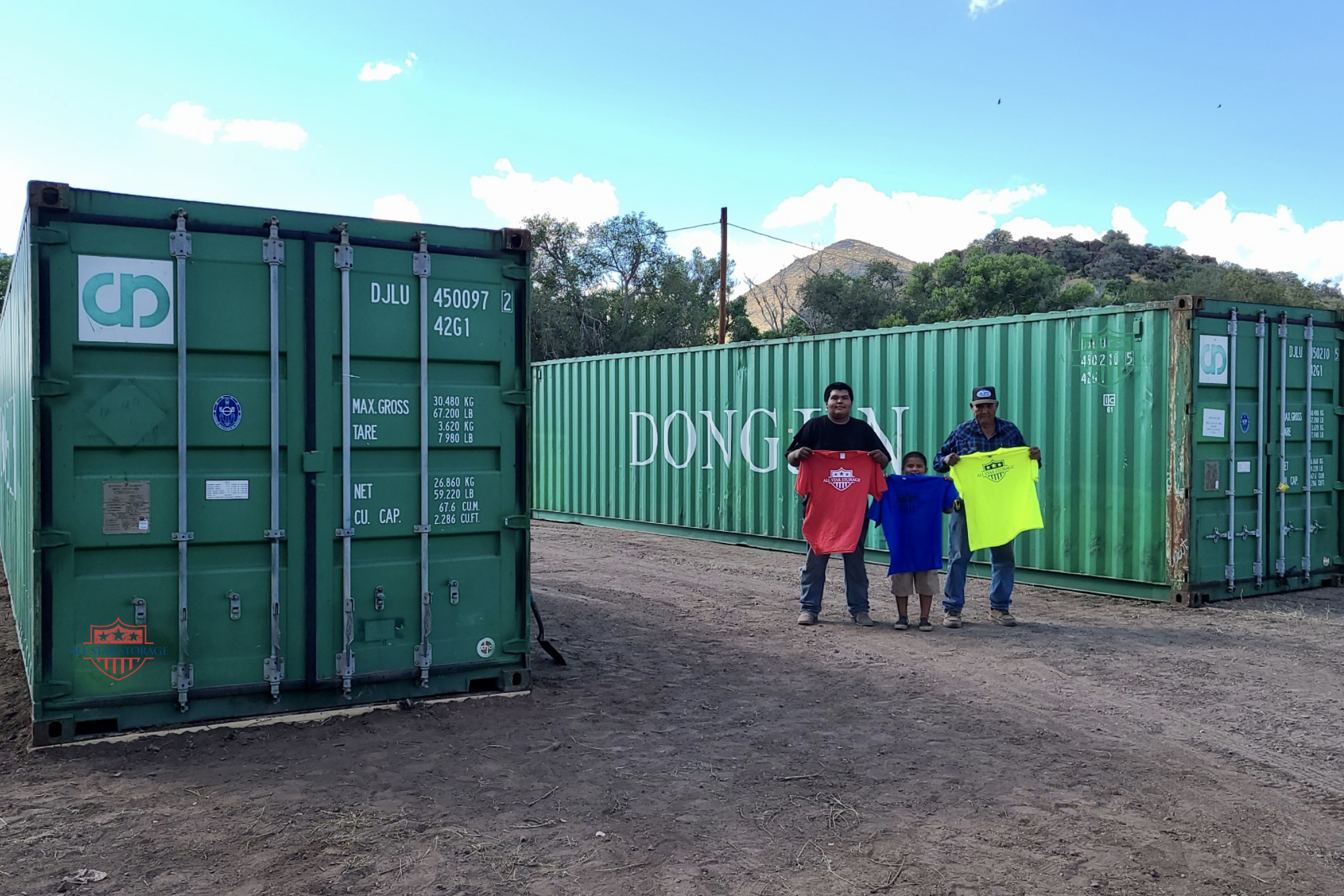 2 40ft Standard Grade A Green Shipping Containers