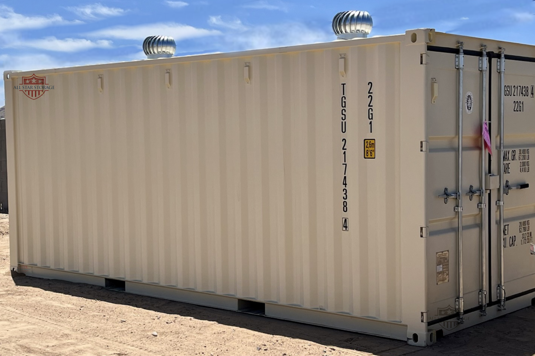 20ft One Trip Shipping Container with Whirlybirds