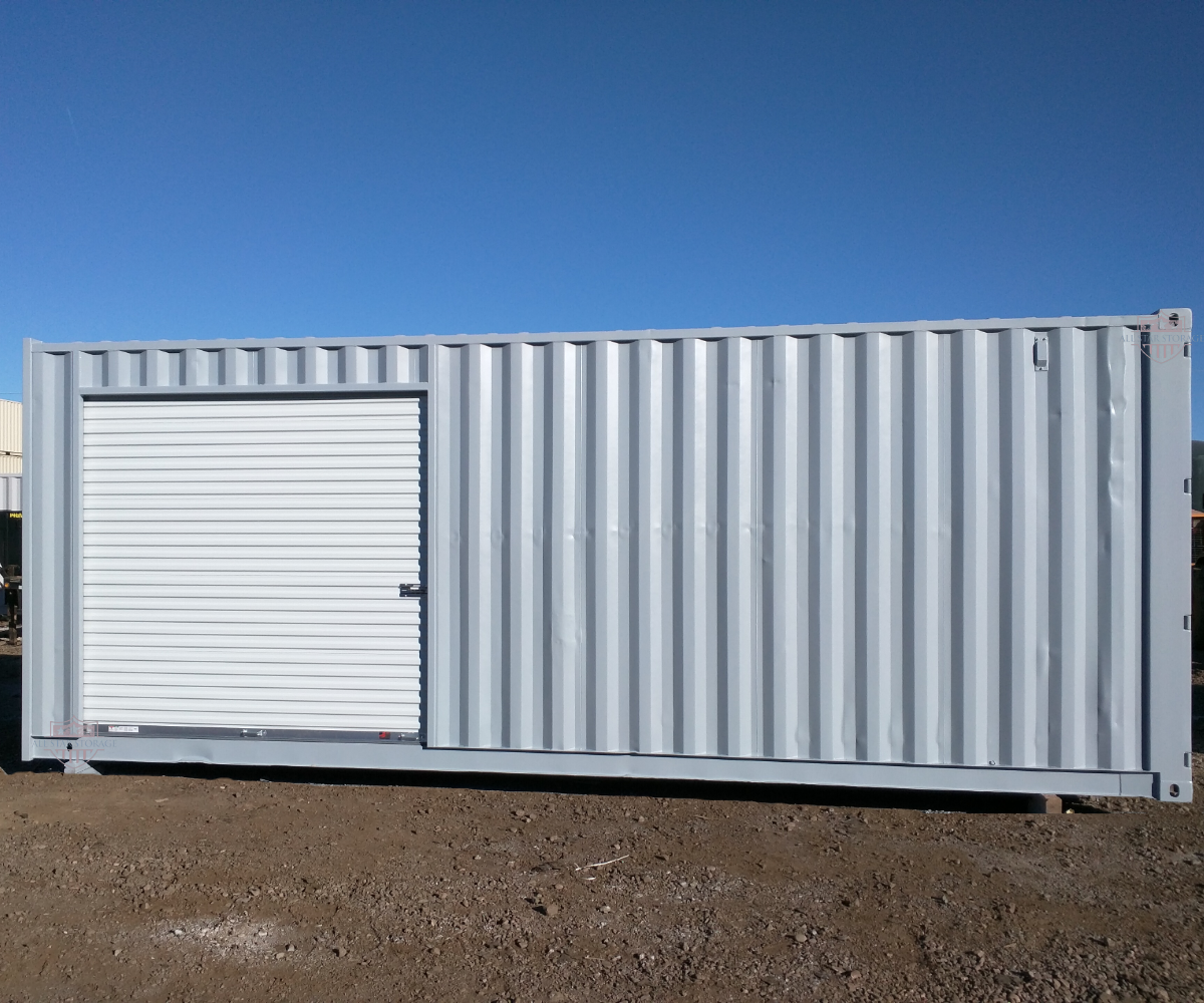 25ft Grey Shipping Container with Side Roll Up