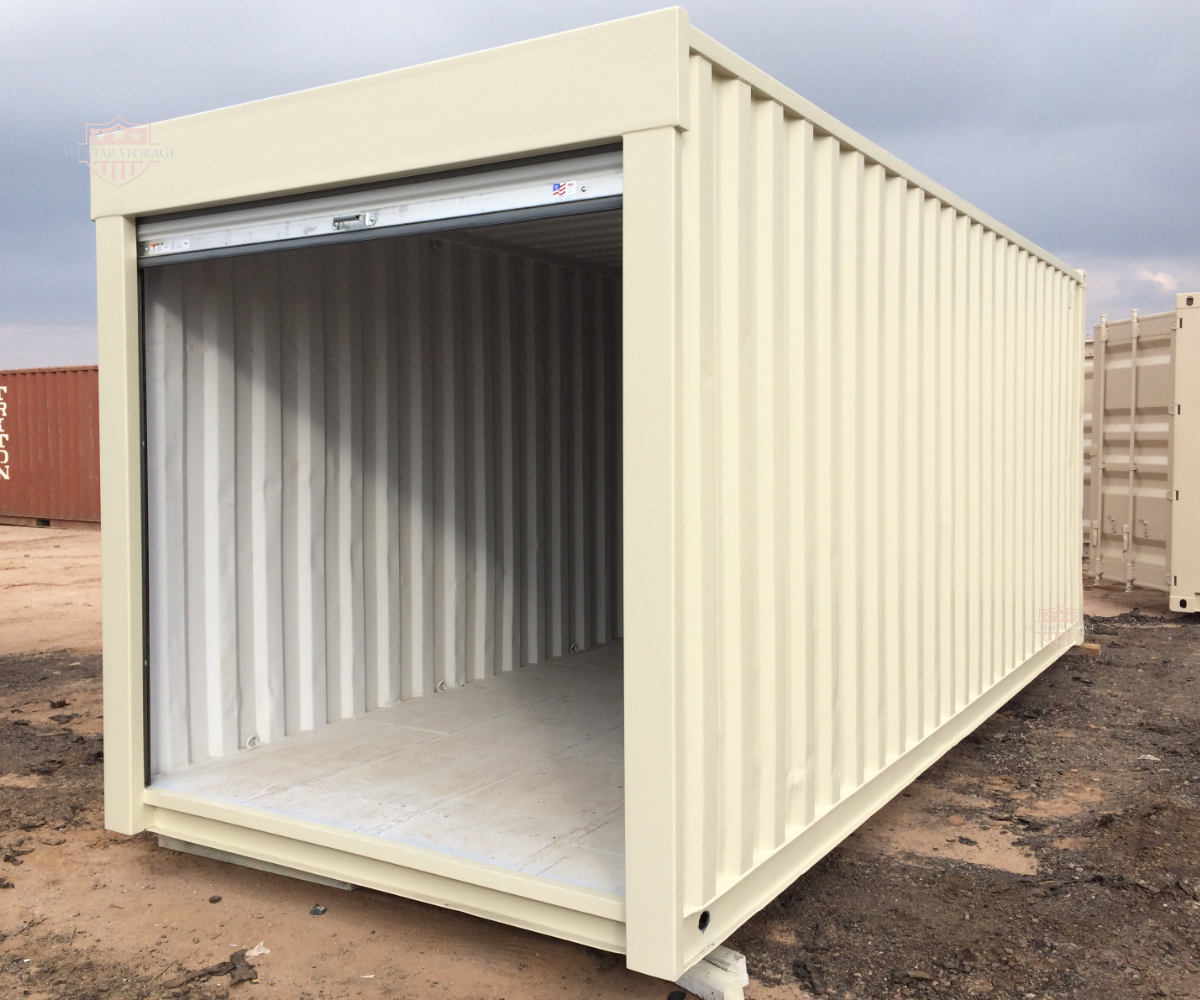 25ft Shipping Container with Side Roll Up Door Beige