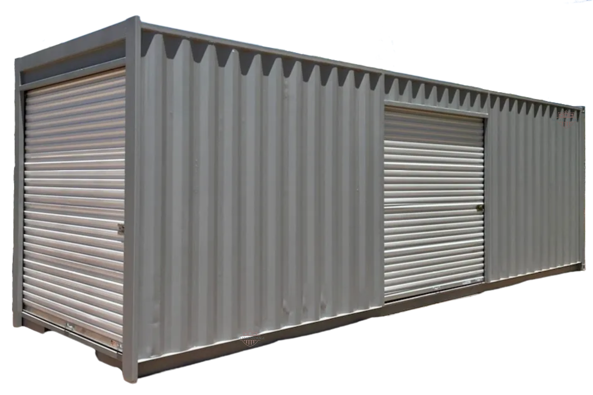 30ft Grey Shipping Container w/ Side & End Roll Up Doors