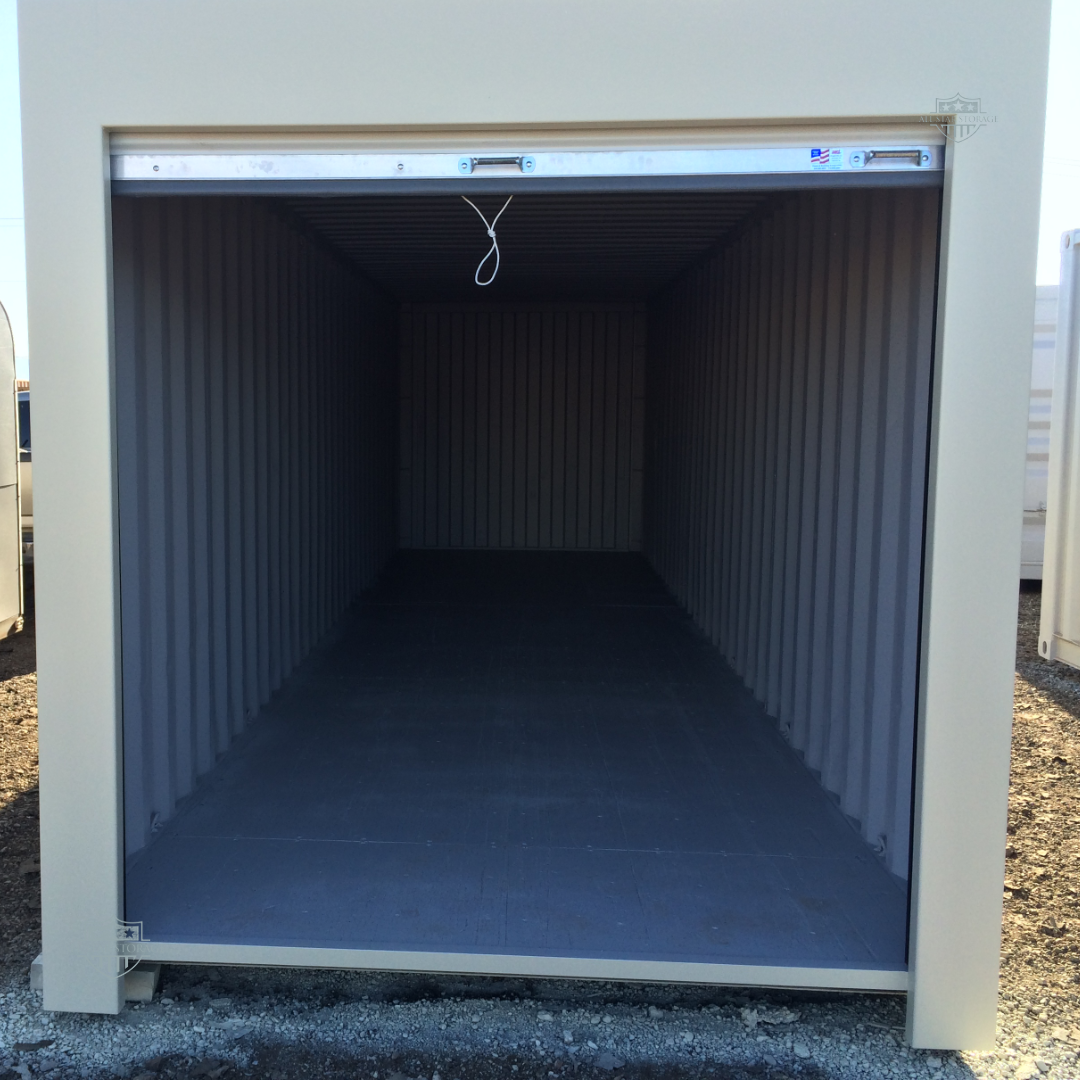 30ft Shipping Container with End Roll Up Door Open