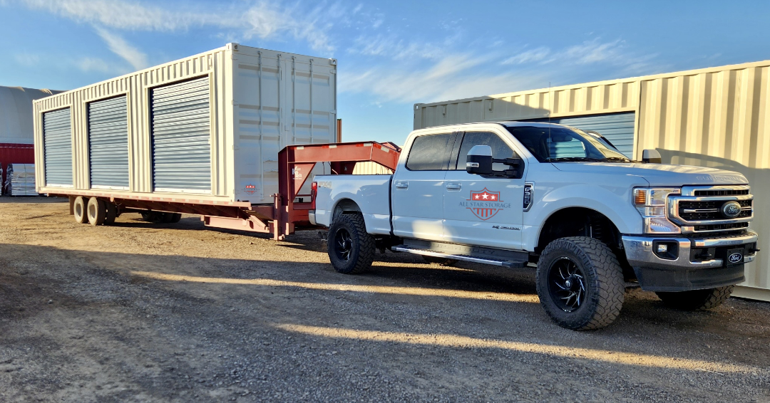 30ft Shipping Container with Roll Up Doors, Custom Paint on Trailer for Delivery