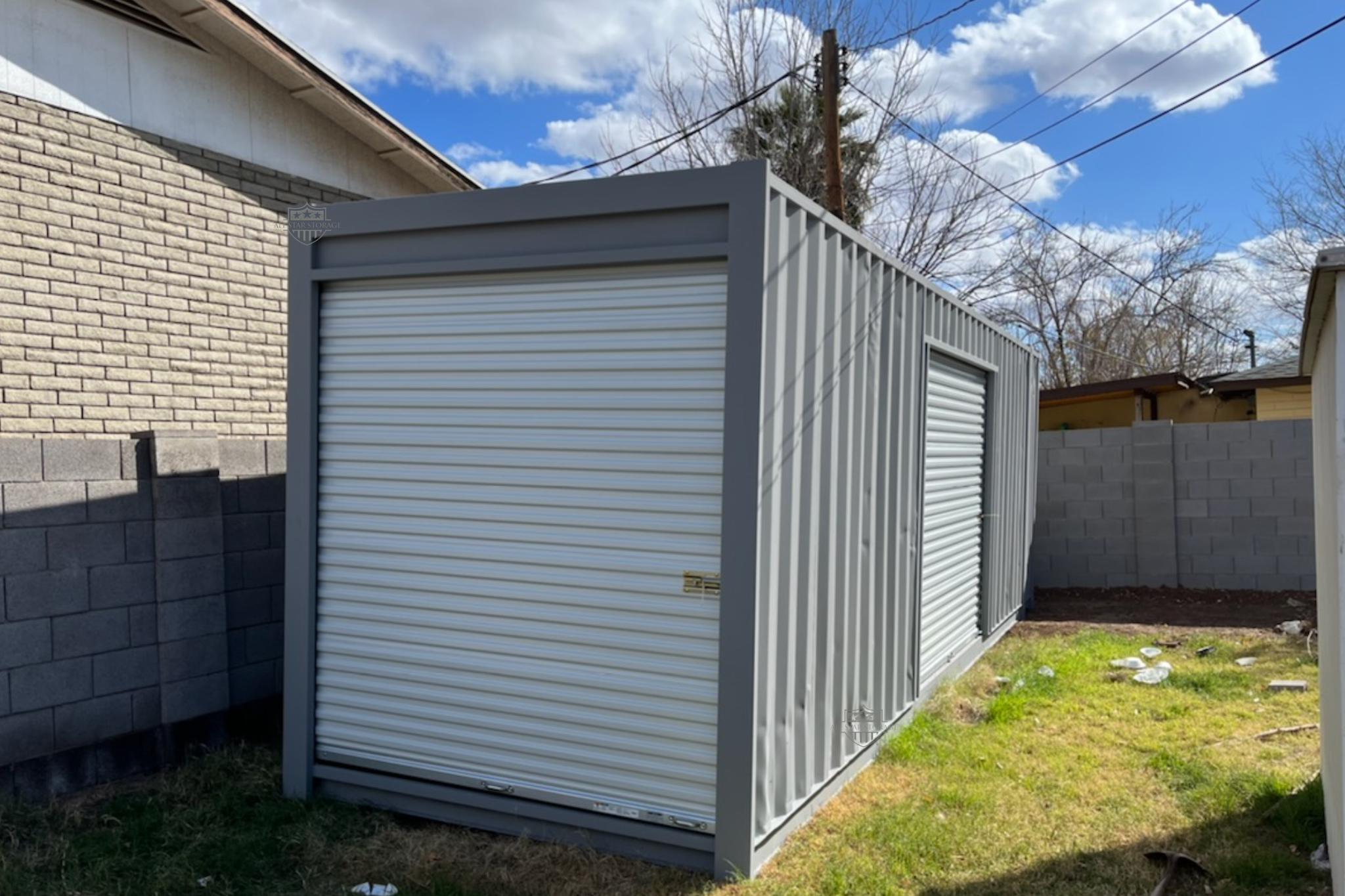 30ft Shipping Container with Side and End Roll Up Door Grey