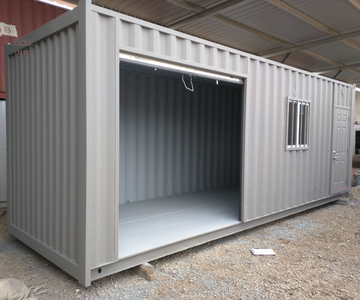 30ft Shipping Container with Walk Door, Roll Up Door, & Window