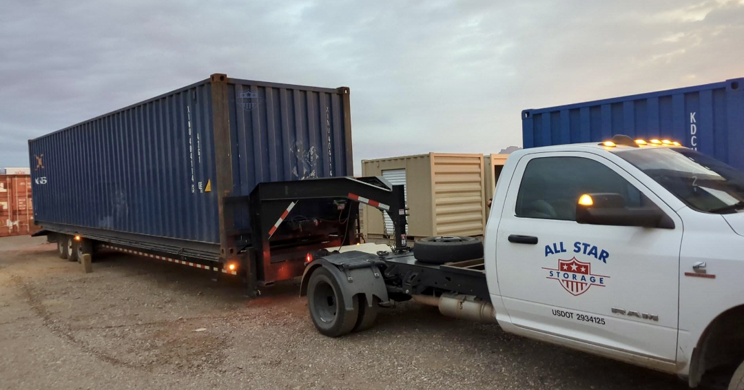 40ft High Cube Shipping Container Grade A Blue on Trailer