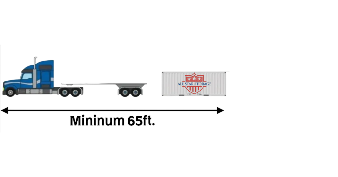 Truck and Trailer with 20' Shipping Container Delivery